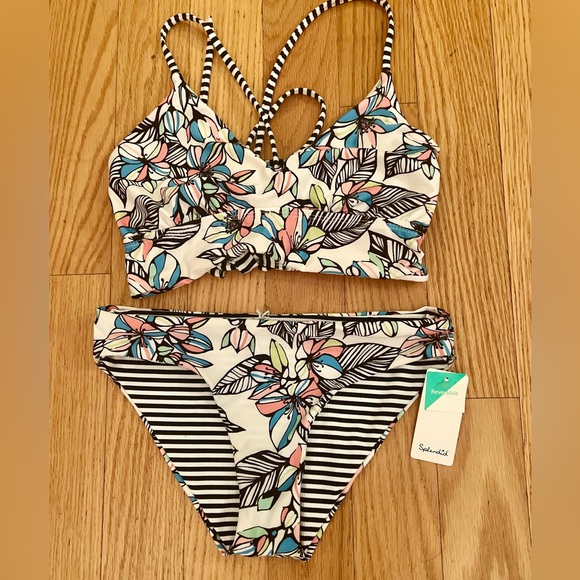 Splendid Multicolor Striped Reversible Bikini - Picture 1 of 8